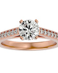 Inel de Logodnă din Aur 14k cu Diamante Create în Laborator Solitaire Etern Pavé de 1.41 ct din 14k Aur Roz - Castelo.ro