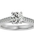 Inel de Logodnă din Aur 14k cu Diamante Naturale Solitaire Etern Pavé de 1.41 ct din 14k Aur Alb - Castelo.ro