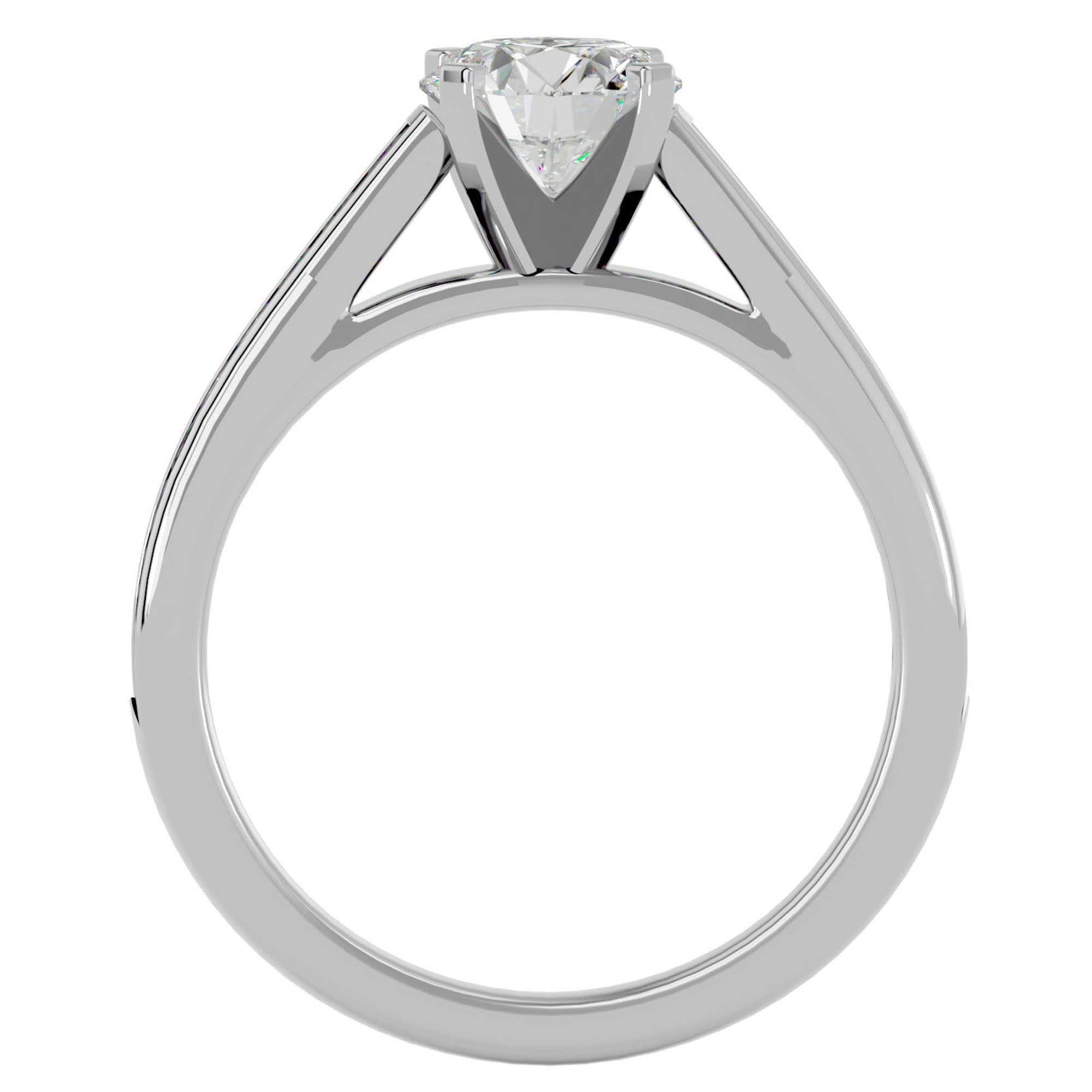 Inel de Logodnă din Aur 14k cu Diamante Naturale Solitaire Etern Pavé de 1.41 ct din 14k Aur Alb - Castelo.ro