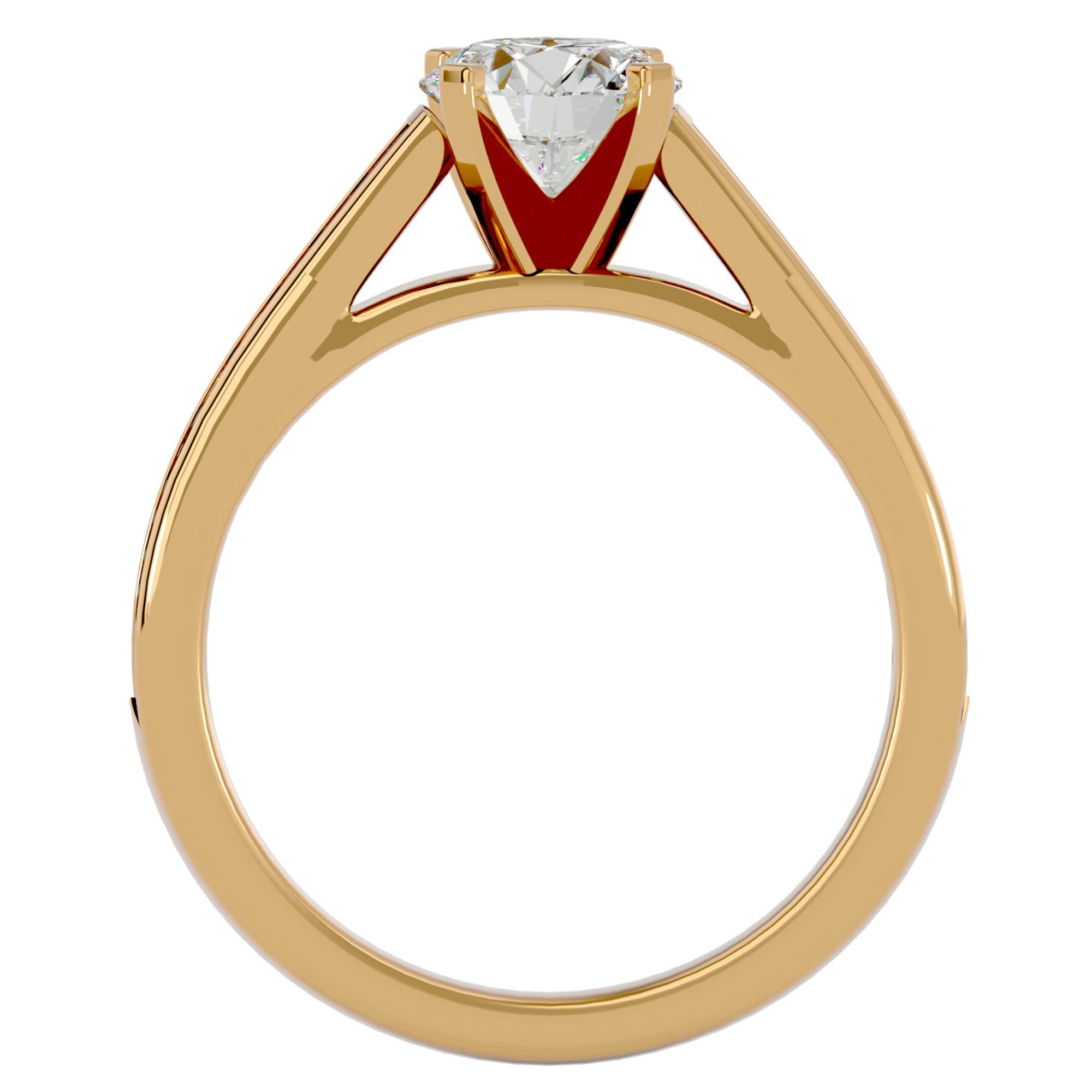 Inel de Logodnă din Aur 14k cu Moissanite Solitaire Etern Pavé de 1.41 ct din 14k Aur Galben - Castelo.ro