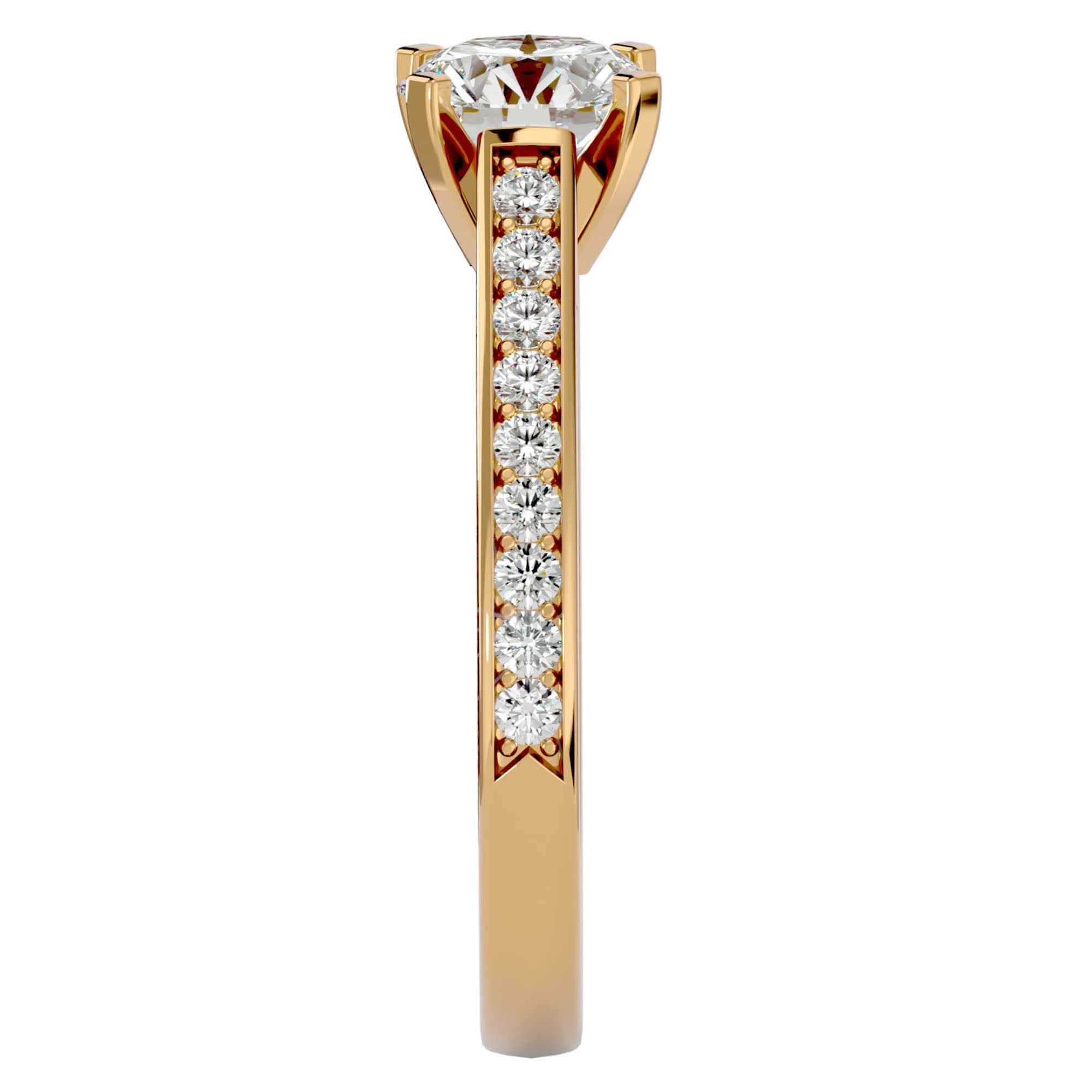 Inel de Logodnă din Aur 14k cu Diamante Naturale Solitaire Etern Pavé de 1.41 ct din 14k Aur Galben - Castelo.ro