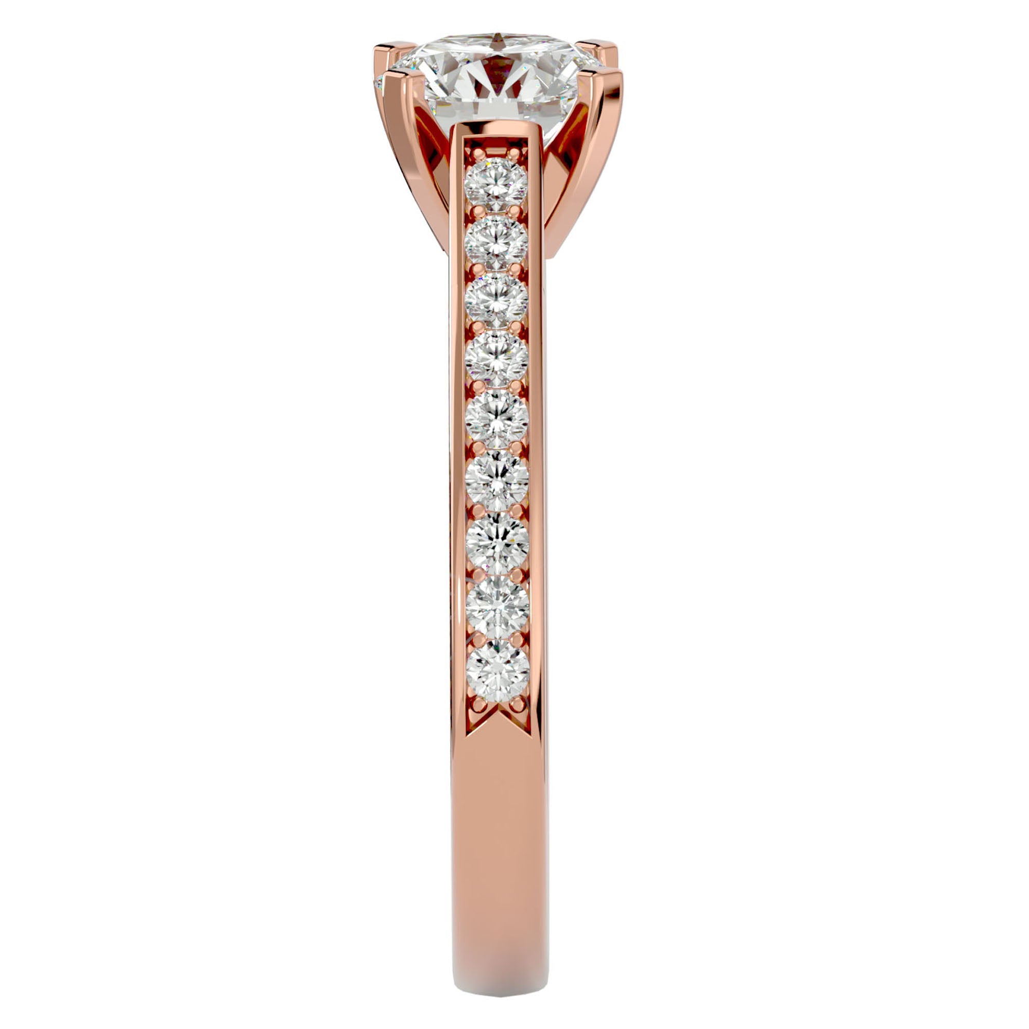 Inel de Logodnă din Aur 14k cu Diamante Naturale Solitaire Etern Pavé de 1.41 ct din 14k Aur Roz - Castelo.ro