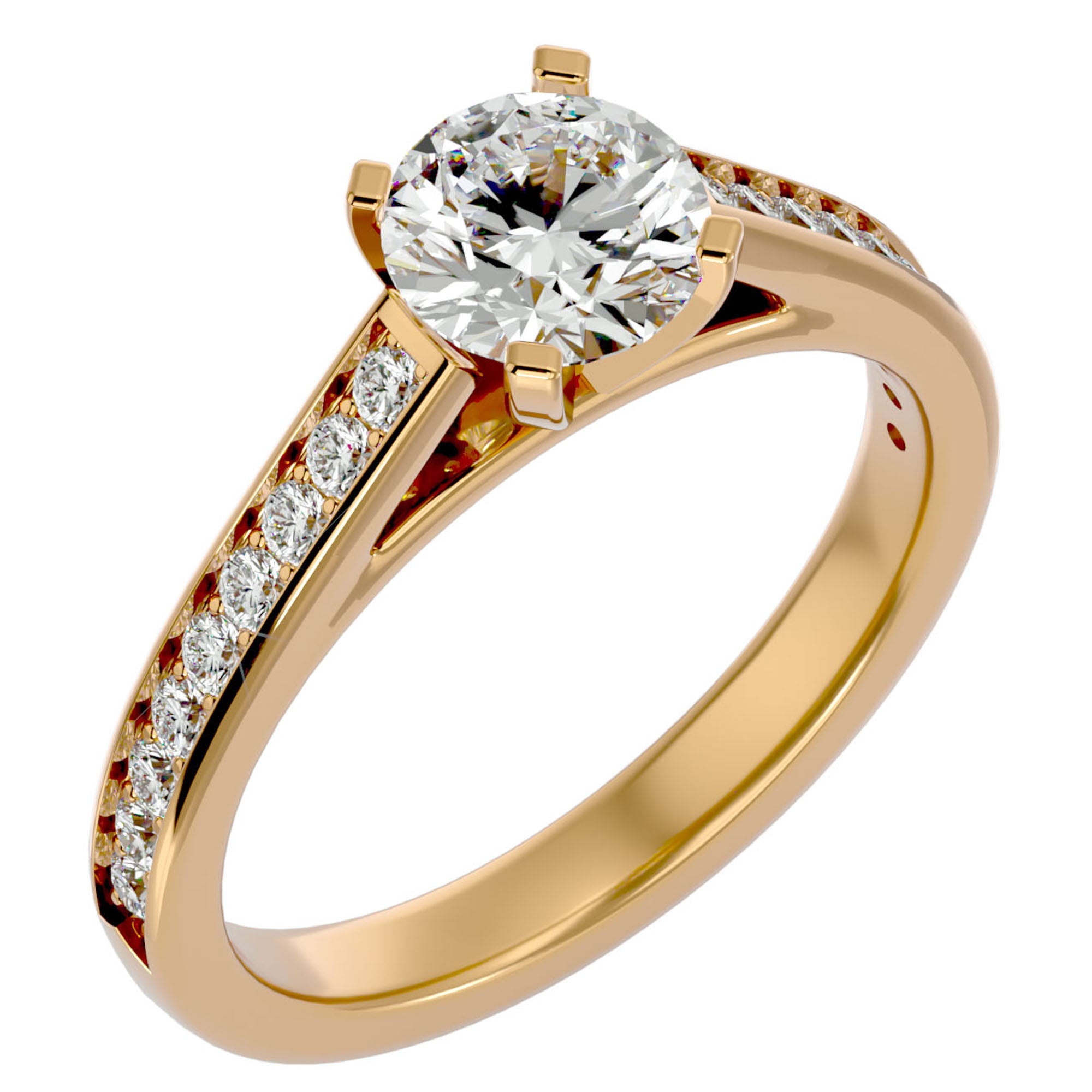 Inel de Logodnă din Aur 14k cu Diamante Naturale Solitaire Etern Pavé de 1.41 ct din 14k Aur Galben - Castelo.ro