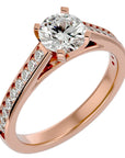 Inel de Logodnă din Aur 14k cu Diamante Create în Laborator Solitaire Etern Pavé de 1.41 ct din 14k Aur Roz - Castelo.ro