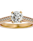 Inel de Logodnă cu Moissanite Solitaire Etern Pavé de 1.51 ct din 18k Aur Galben - Castelo.ro