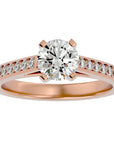 Inel de Logodnă cu Moissanite Solitaire Etern Pavé de 1.51 ct din 18k Aur Roz - Castelo.ro