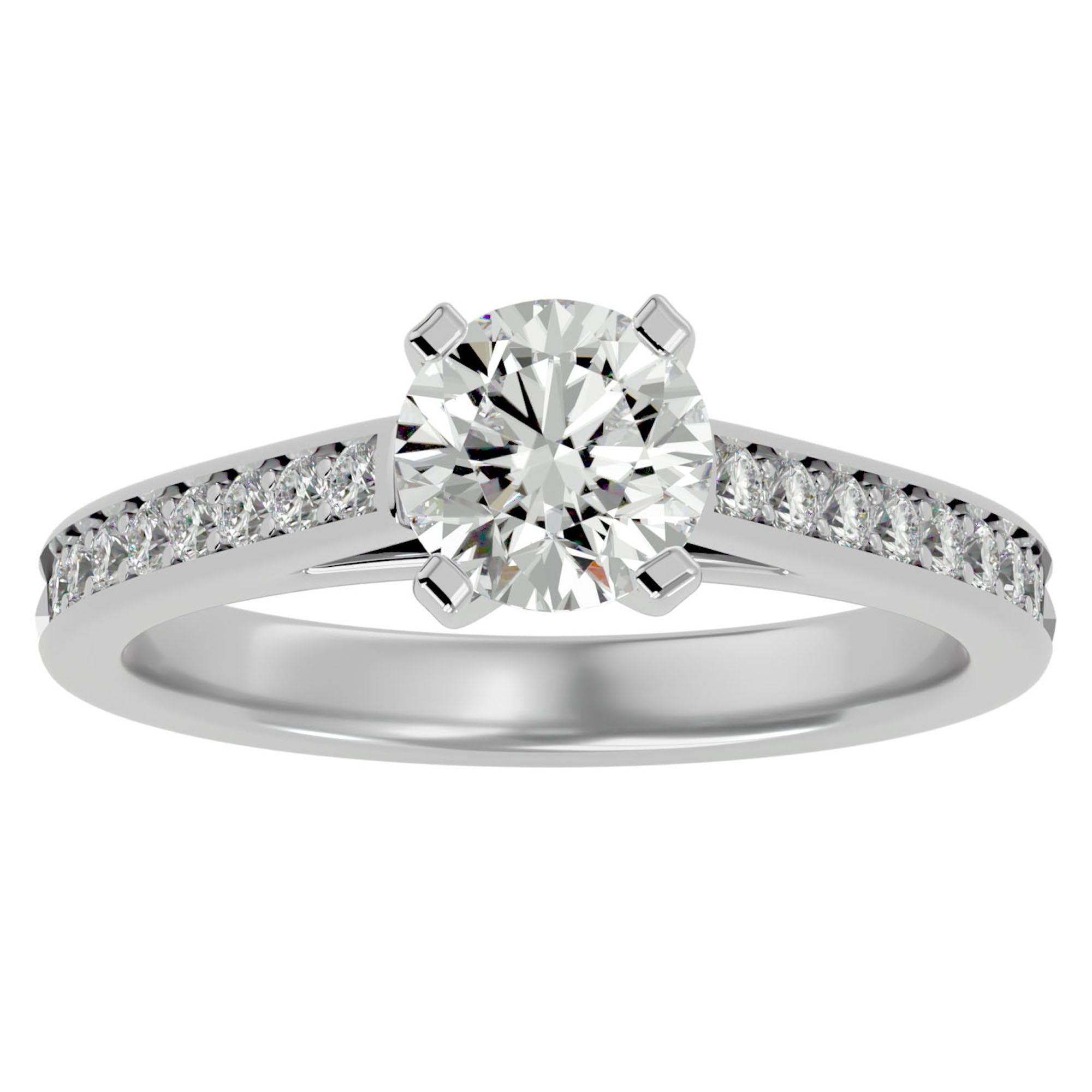 Inel de Logodnă cu Moissanite Solitaire Etern Pavé de 1.51 ct din Platina - Castelo.ro