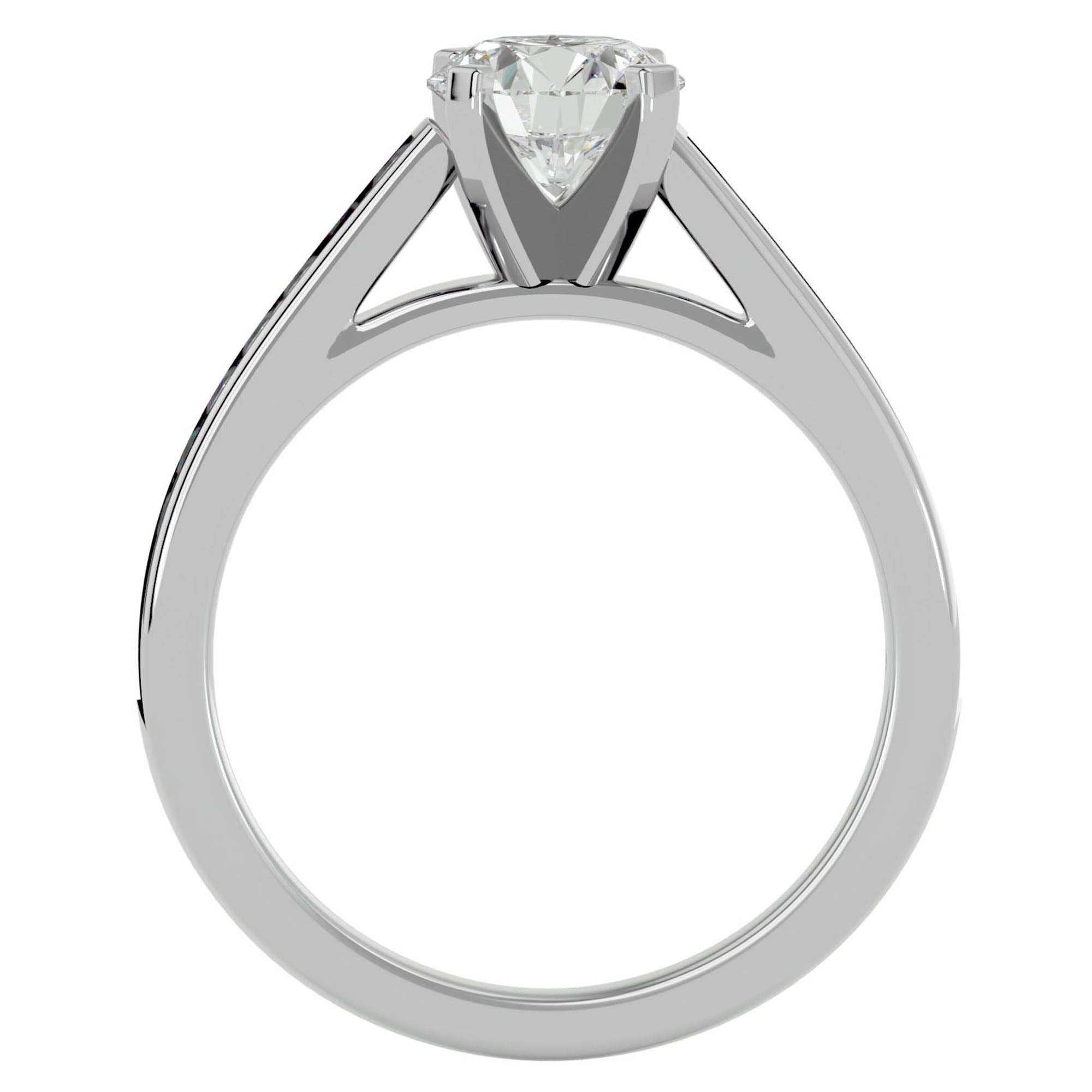Inel de Logodnă din Aur 14k cu Diamante Naturale Solitaire Etern Pavé de 1.51 ct din 14k Aur Alb - Castelo.ro