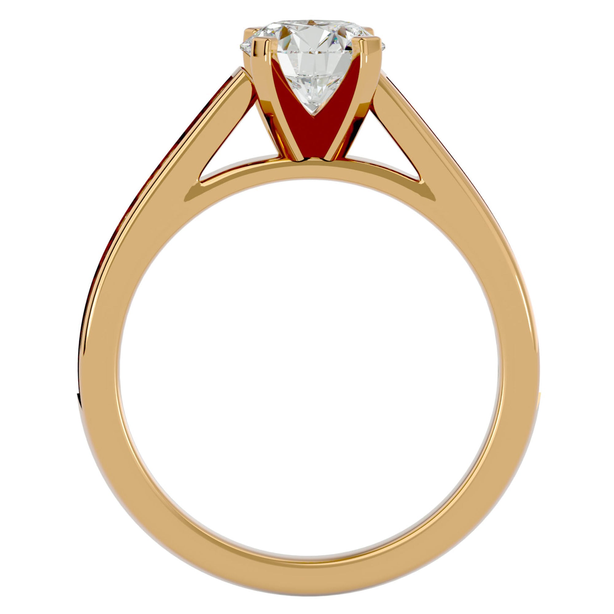Inel de Logodnă cu Moissanite Solitaire Etern Pavé de 1.51 ct din 18k Aur Galben - Castelo.ro