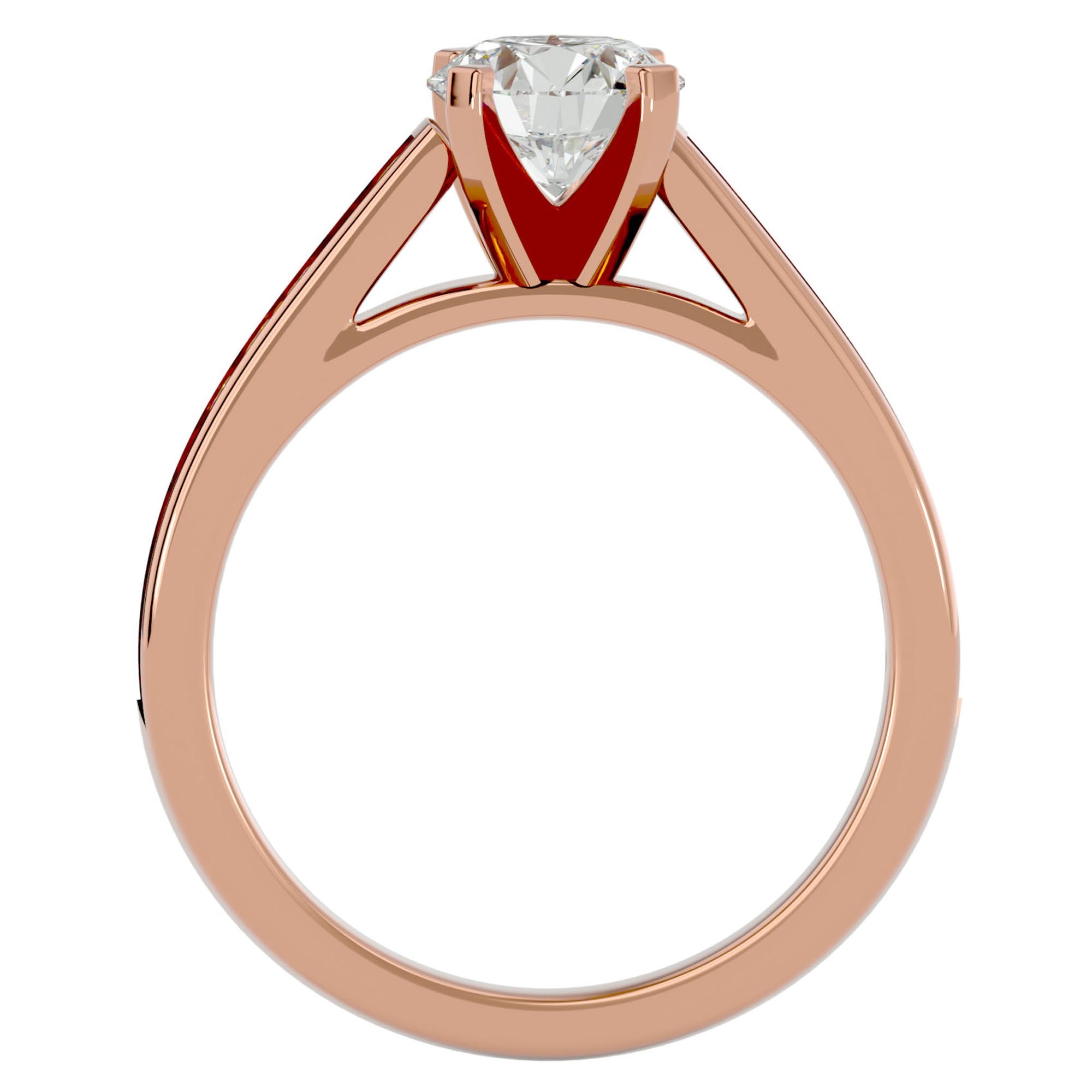Inel de Logodnă cu Moissanite Solitaire Etern Pavé de 1.51 ct din 18k Aur Roz - Castelo.ro