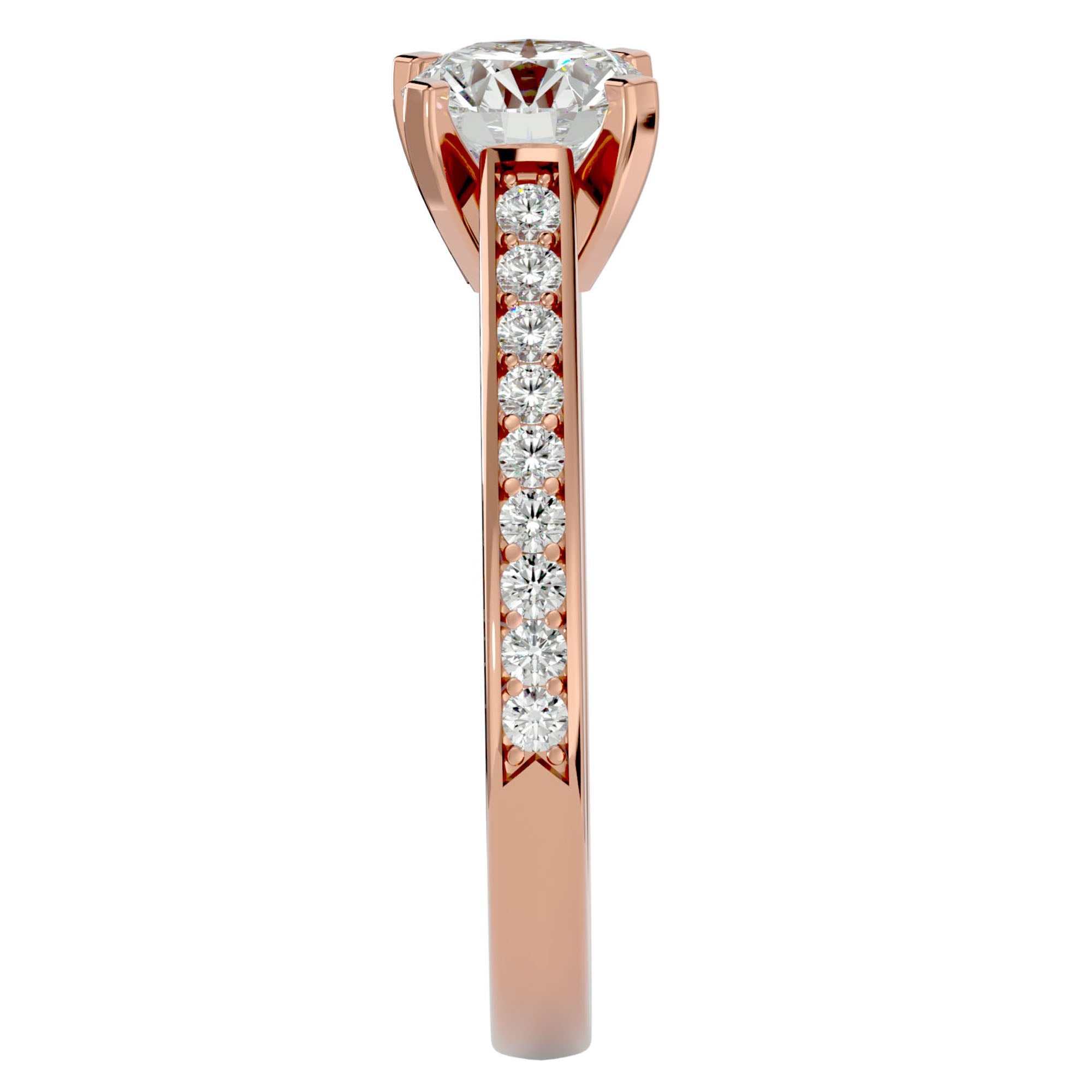 Inel de Logodnă cu Moissanite Solitaire Etern Pavé de 1.51 ct din 18k Aur Roz - Castelo.ro