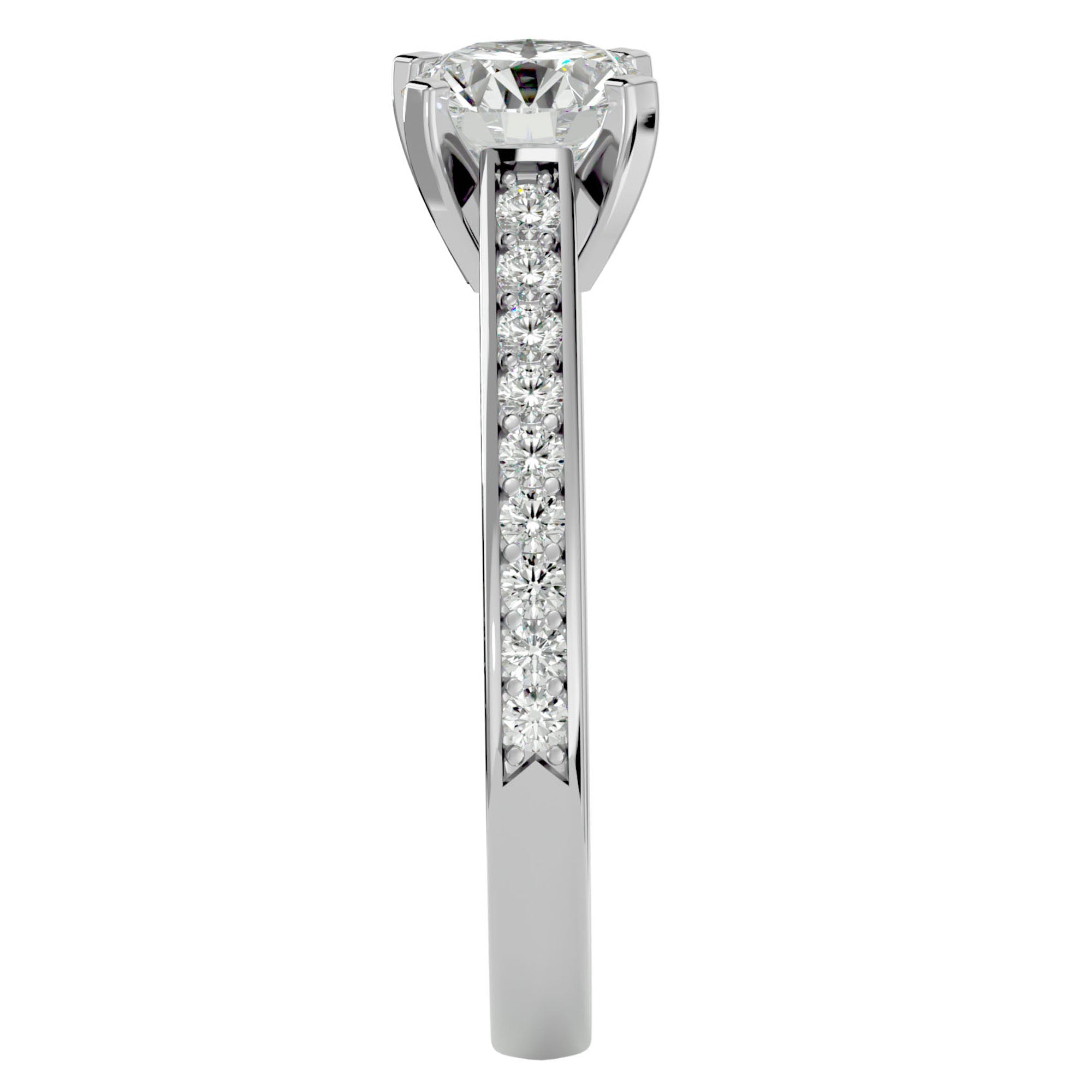 Inel de Logodnă cu Moissanite Solitaire Etern Pavé de 1.51 ct din Platina - Castelo.ro