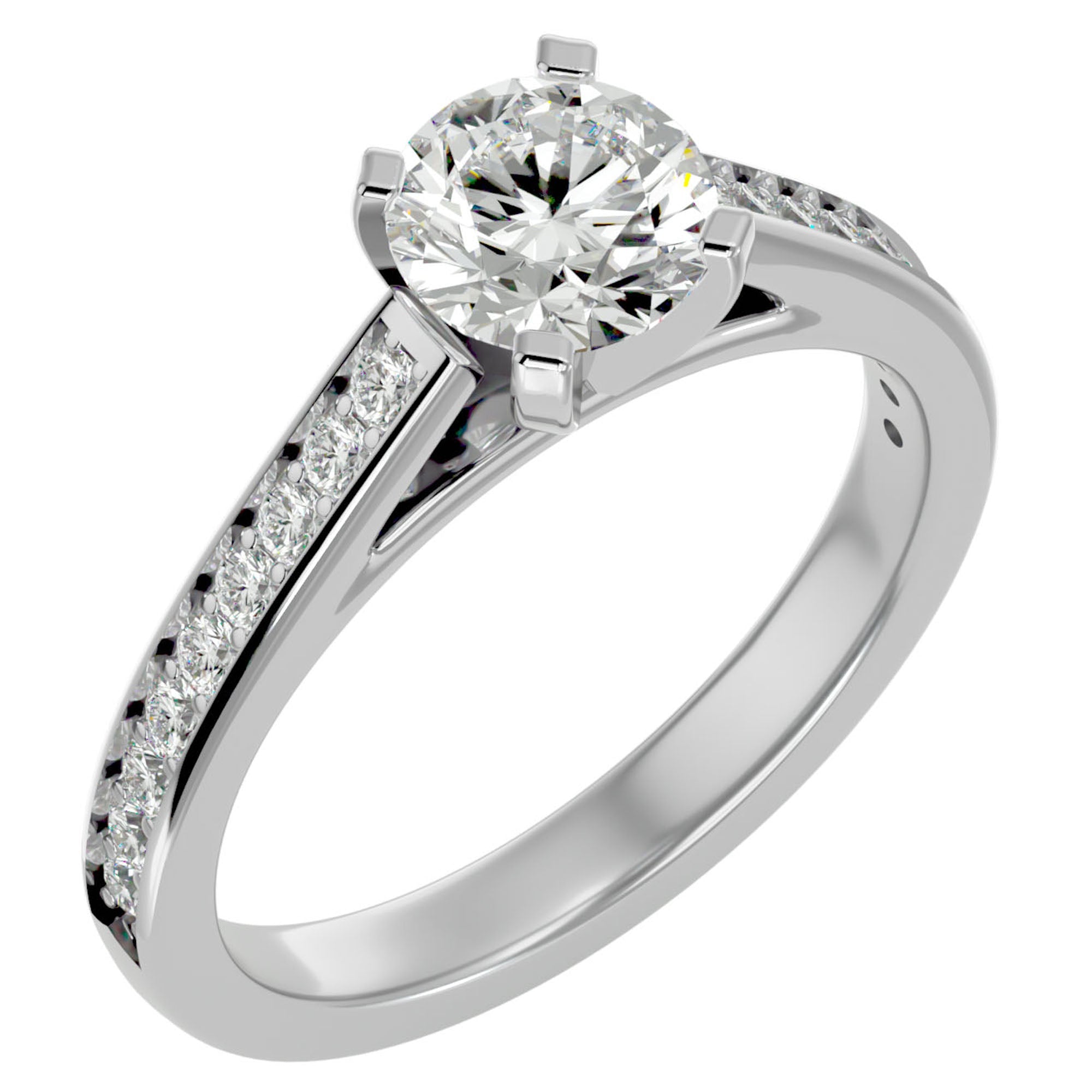 Inel de Logodnă cu Moissanite Solitaire Etern Pavé de 1.51 ct din Platina - Castelo.ro