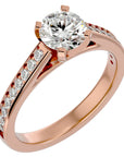 Inel de Logodnă cu Moissanite Solitaire Etern Pavé de 1.51 ct din 18k Aur Roz - Castelo.ro
