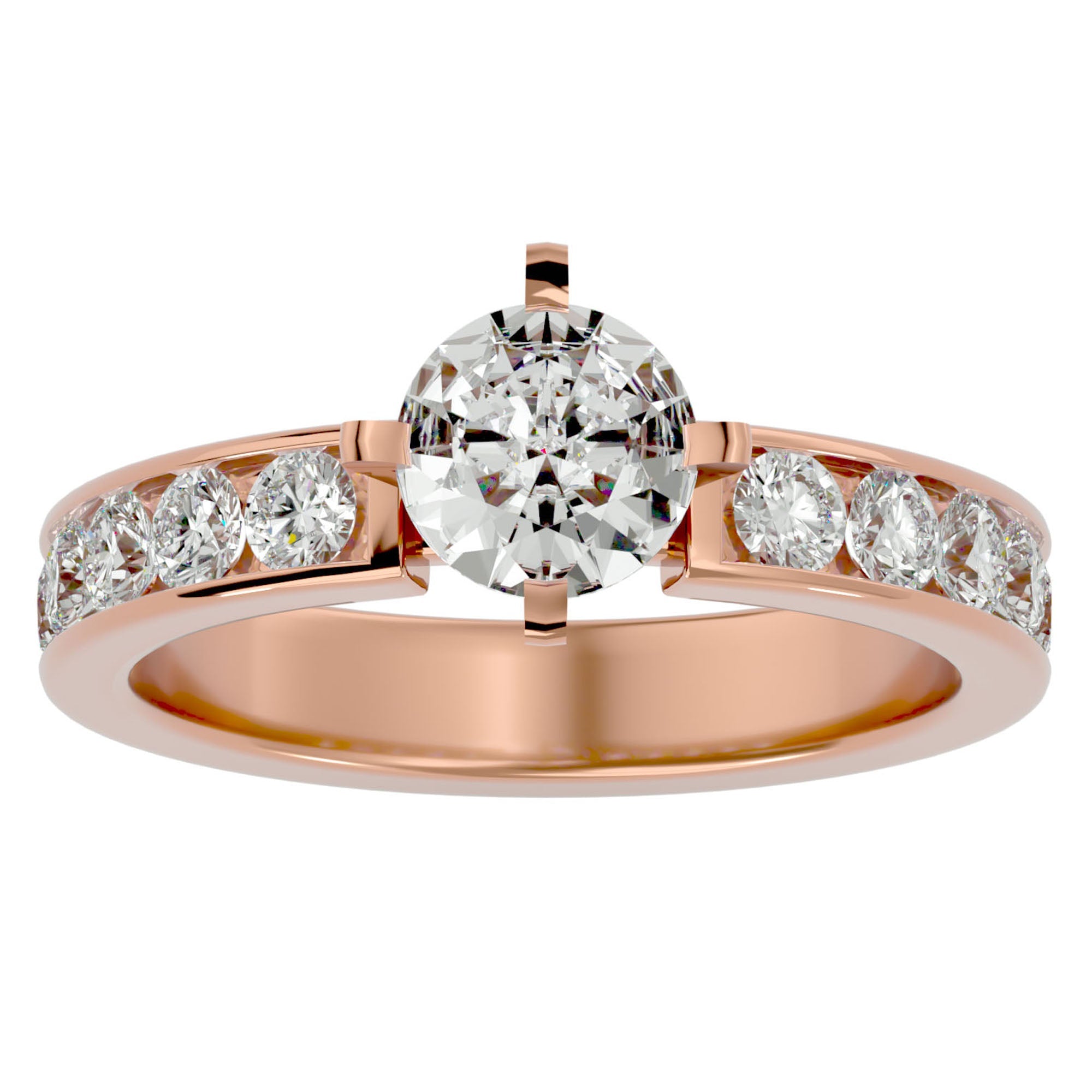 Inel de Logodnă din Aur 14k cu Diamante Naturale Solitaire Etern Pavé de 1.26 ct din 14k Aur Roz - Castelo.ro