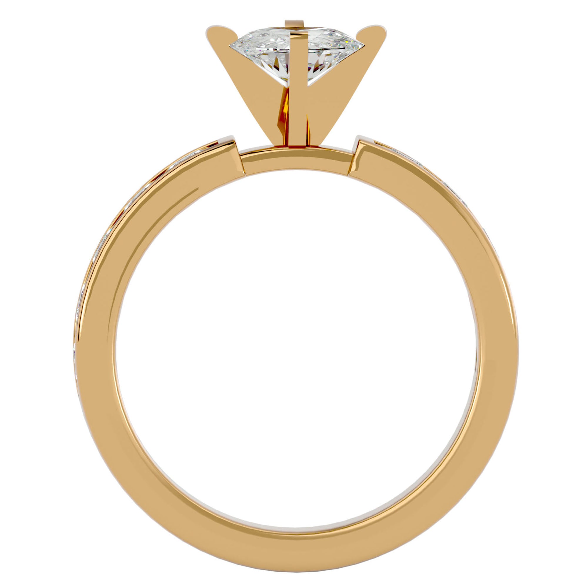 Inel de Logodnă din Aur 14k cu Diamante Create în Laborator Solitaire Etern Pavé de 1.26 ct din 14k Aur Galben - Castelo.ro