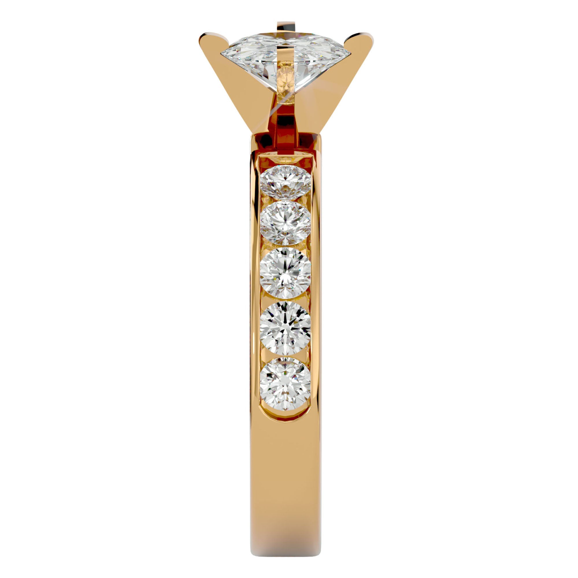 Inel de Logodnă din Aur 14k cu Diamante Naturale Solitaire Etern Pavé de 1.26 ct din 14k Aur Galben - Castelo.ro