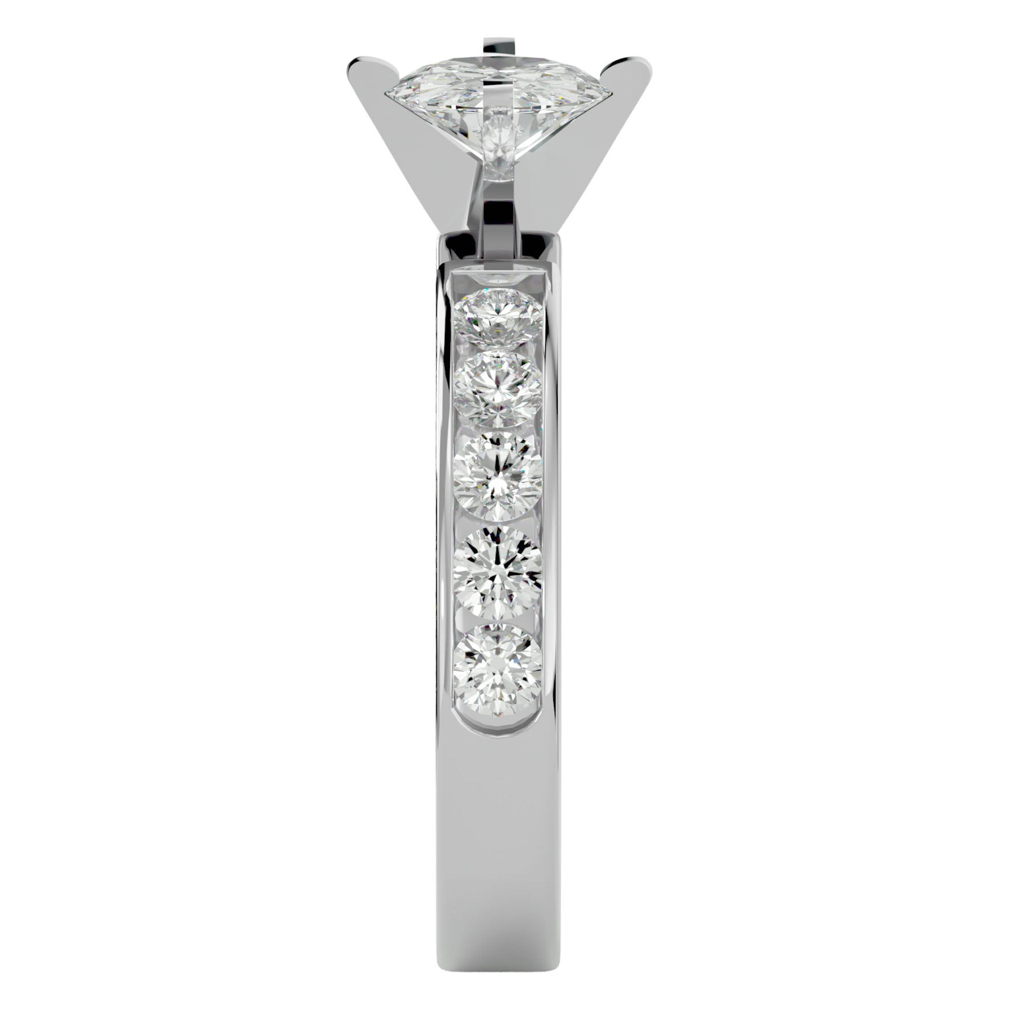 Inel de Logodnă din Aur 14k cu Diamante Naturale Solitaire Etern Pavé de 1.26 ct din 14k Aur Alb - Castelo.ro