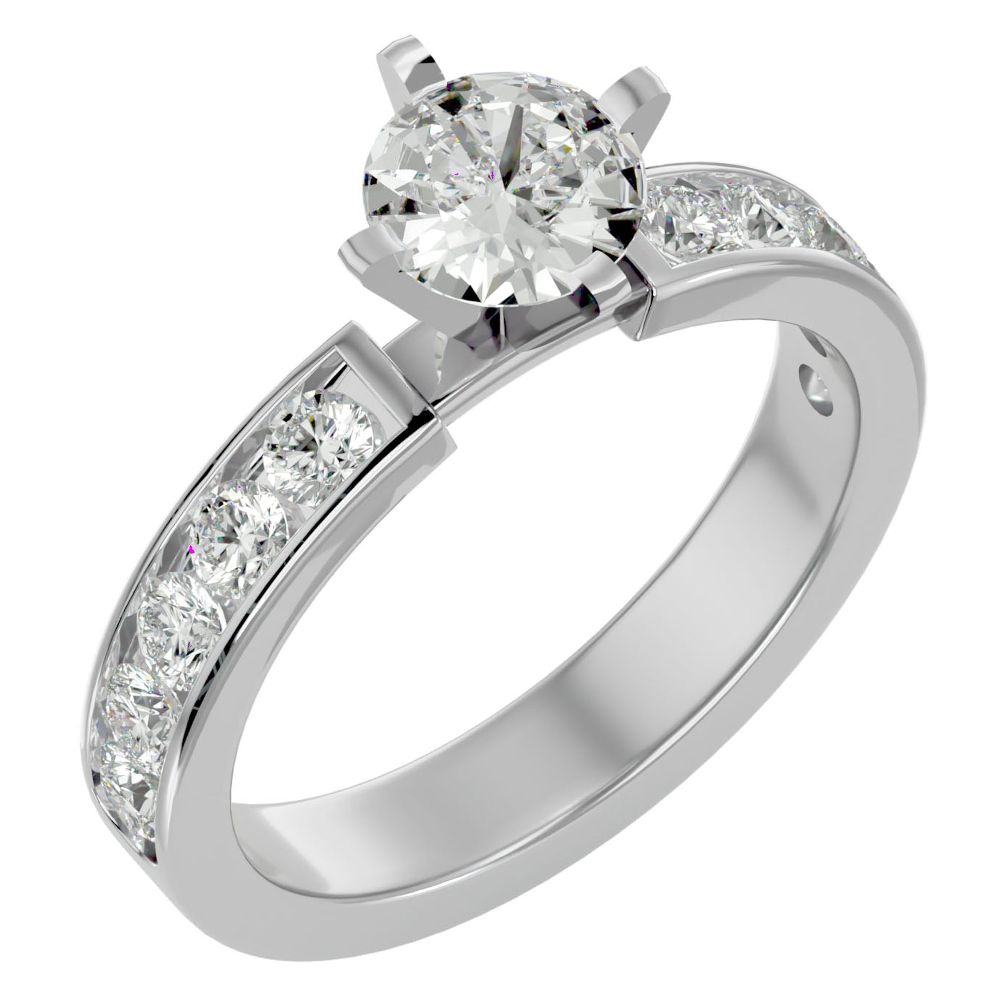 Inel de Logodnă din Aur 14k cu Diamante Naturale Solitaire Etern Pavé de 1.26 ct din 14k Aur Alb - Castelo.ro
