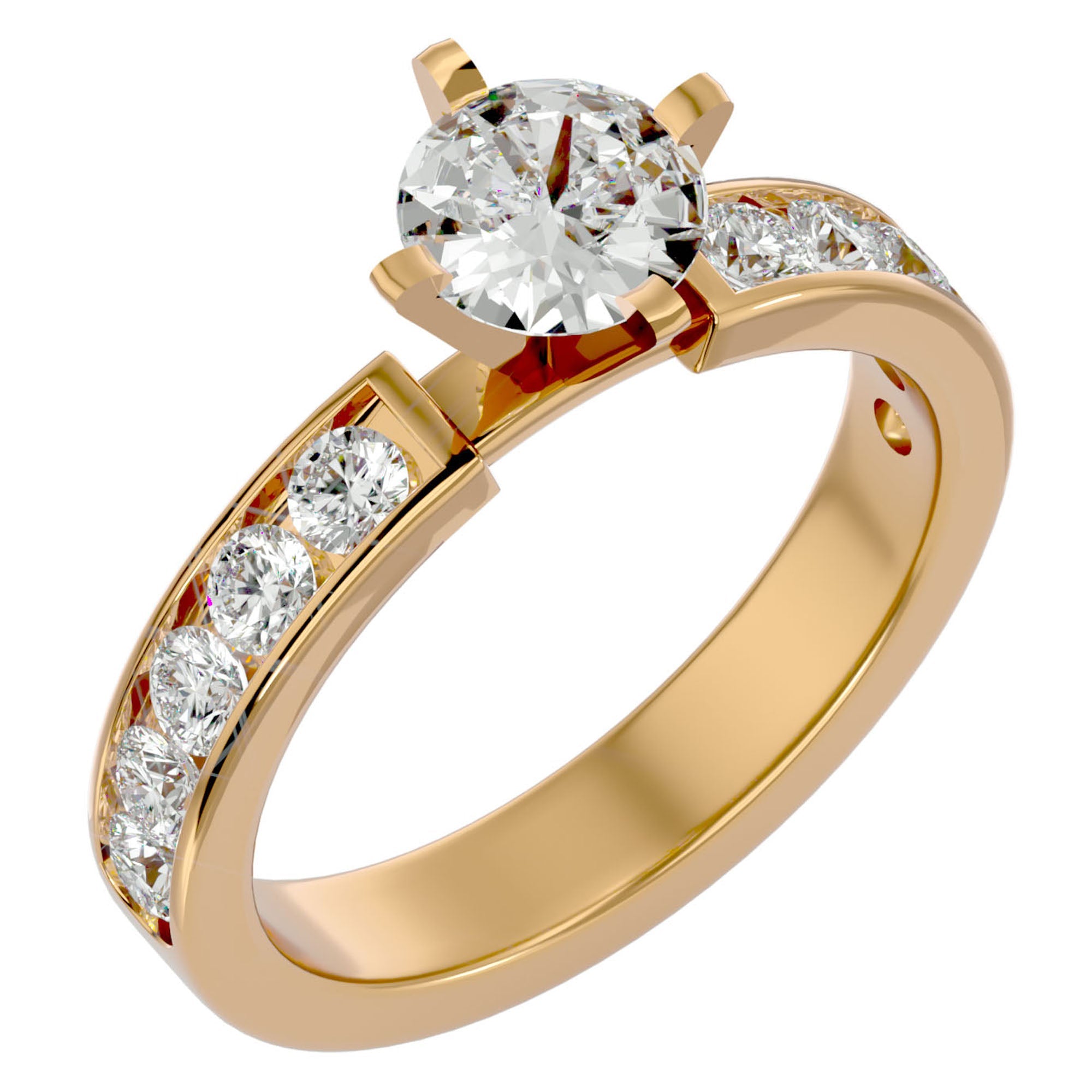 Inel de Logodnă din Aur 14k cu Diamante Naturale Solitaire Etern Pavé de 1.26 ct din 14k Aur Galben - Castelo.ro