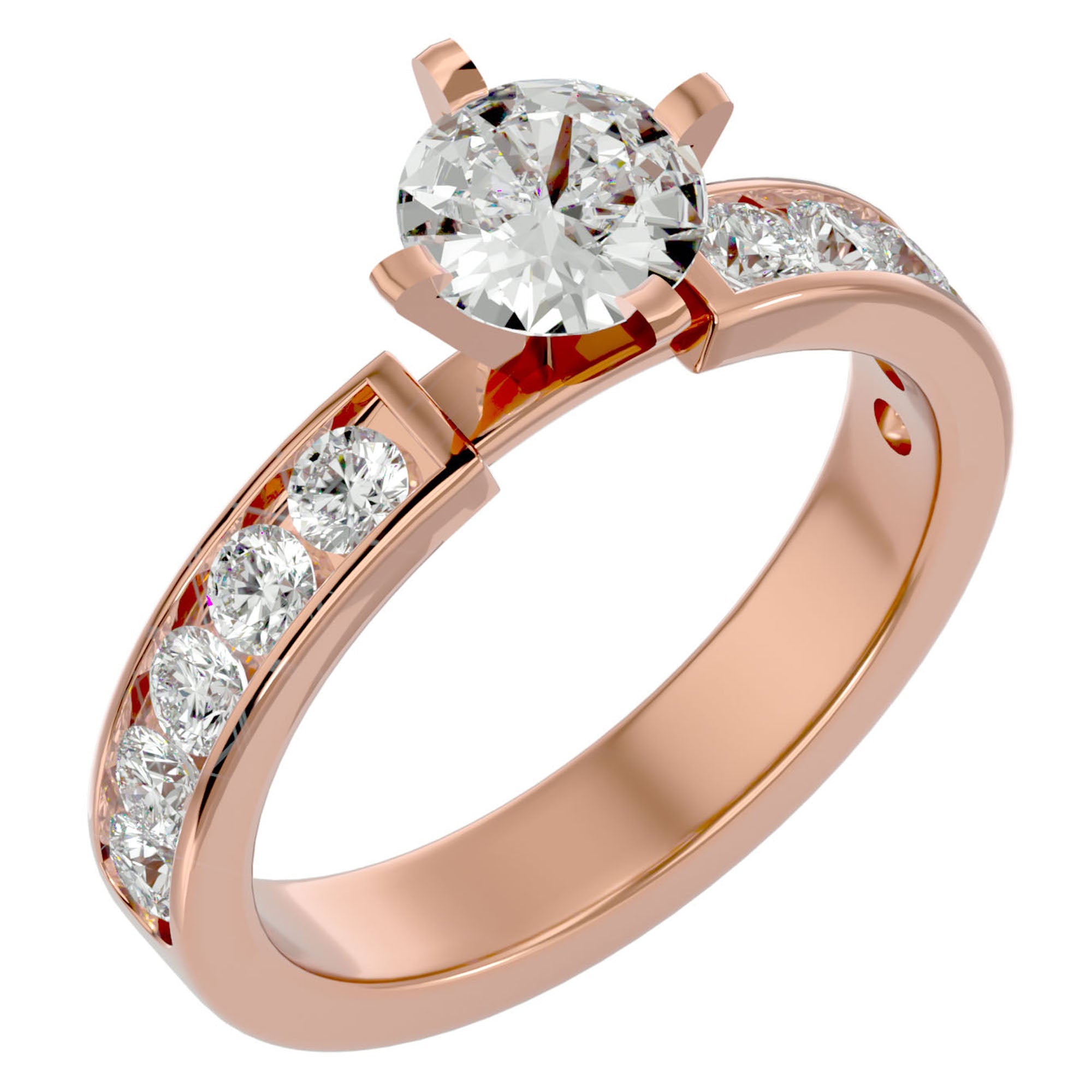 Inel de Logodnă din Aur 14k cu Diamante Naturale Solitaire Etern Pavé de 1.26 ct din 14k Aur Roz - Castelo.ro
