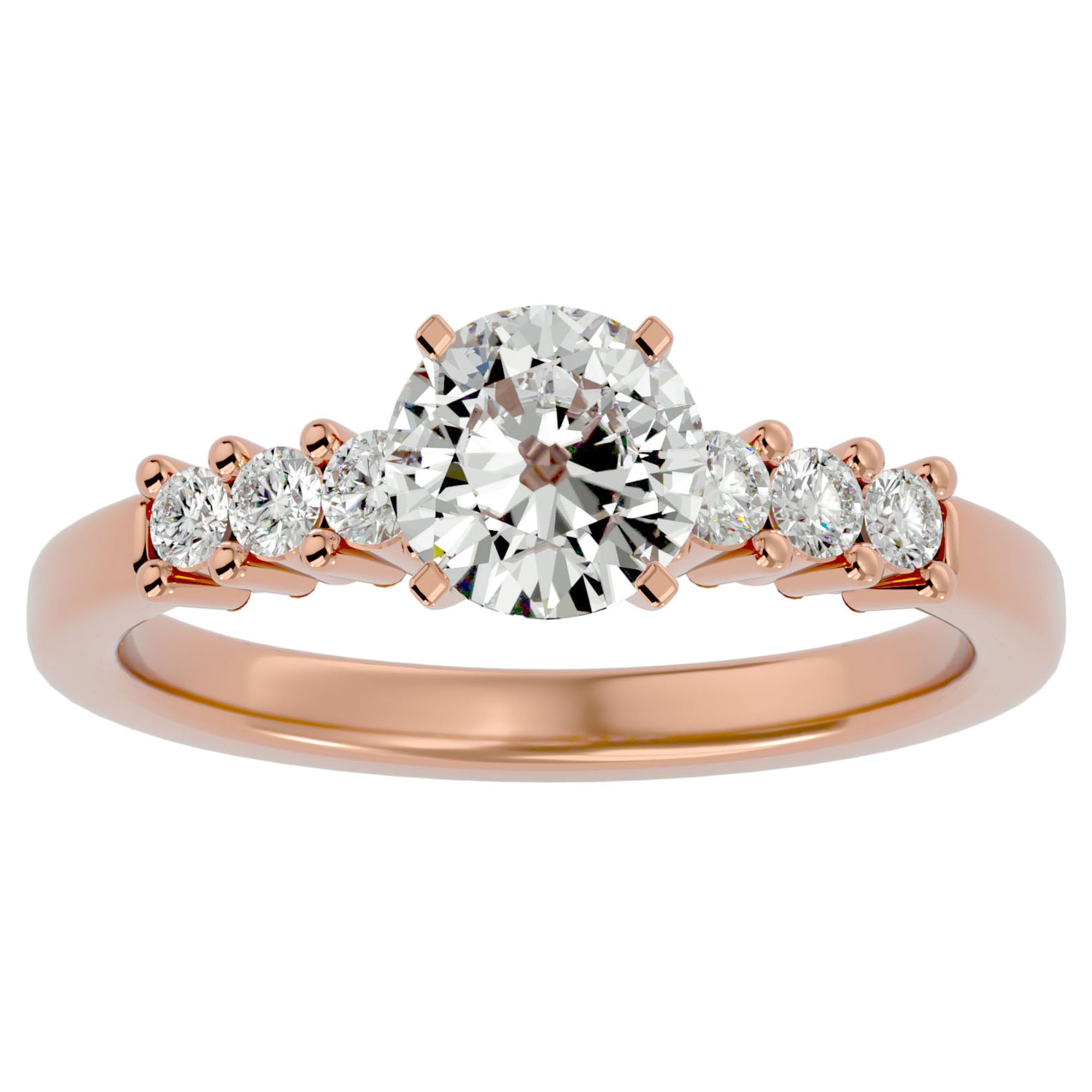 Inel de Logodnă cu Moissanite Solitaire Etern Pavé de 0.87 ct din 18k Aur Roz - Castelo.ro