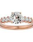 Inel de Logodnă cu Moissanite Solitaire Etern Pavé de 0.87 ct din 18k Aur Roz - Castelo.ro