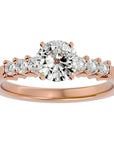 Inel de Logodnă din Aur 14k cu Diamante Create în Laborator Solitaire Etern Pavé de 0.87 ct din 14k Aur Roz - Castelo.ro