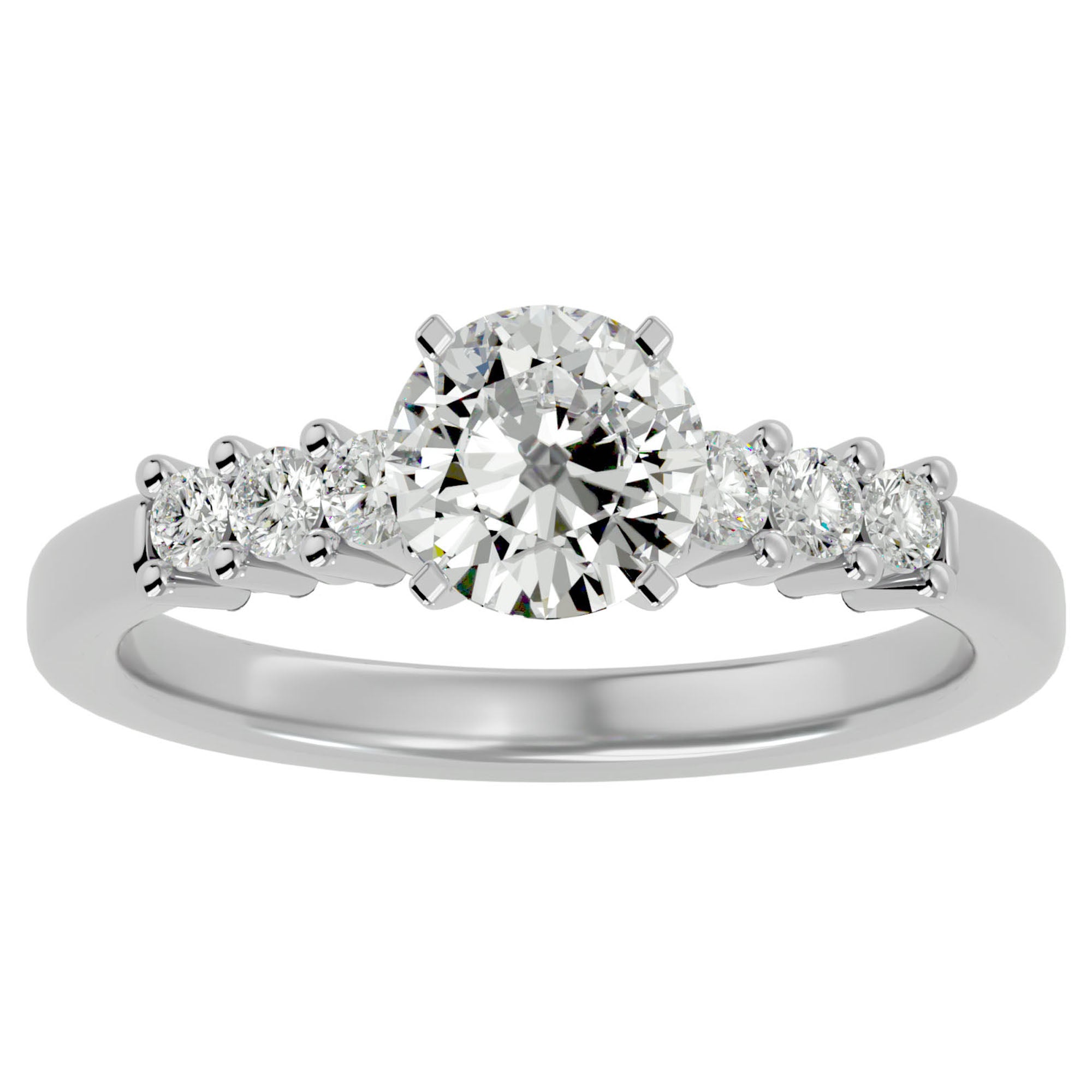 Inel de Logodnă cu Moissanite Solitaire Etern Pavé de 0.87 ct din Platina - Castelo.ro