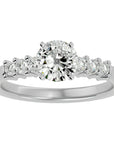 Inel de Logodnă cu Moissanite Solitaire Etern Pavé de 0.87 ct din Platina - Castelo.ro