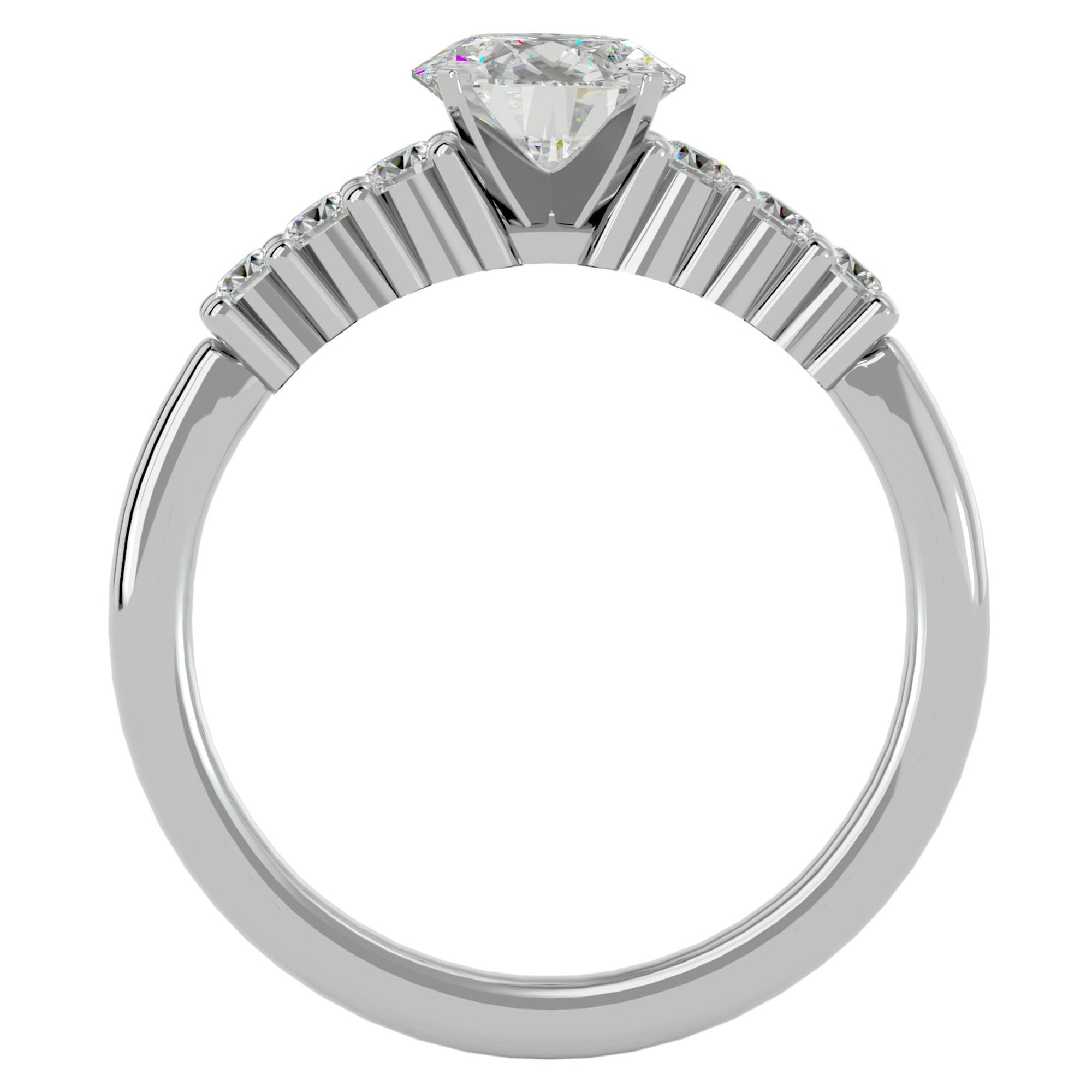 Inel de Logodnă cu Moissanite Solitaire Etern Pavé de 0.87 ct din Platina - Castelo.ro