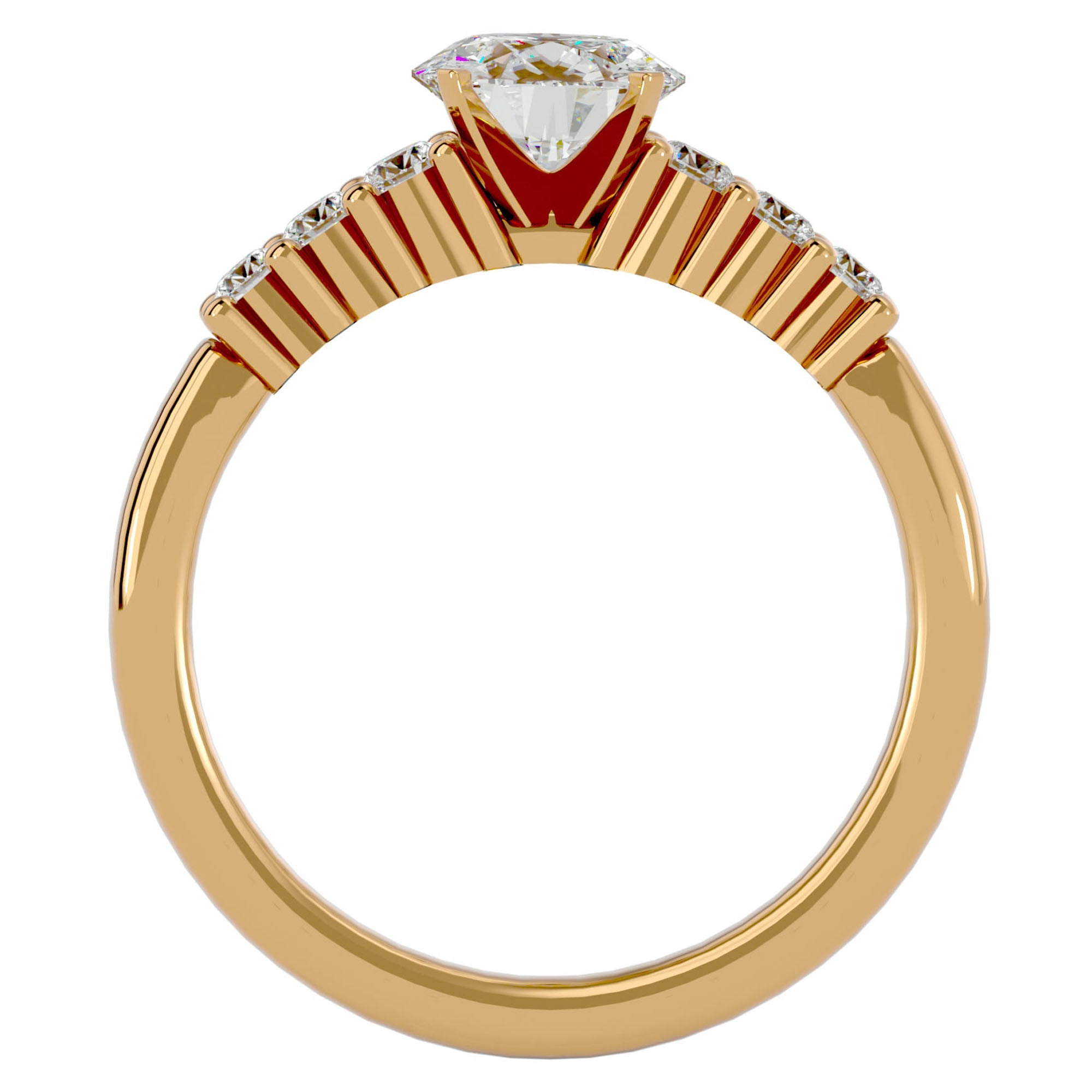Inel de Logodnă cu Moissanite Solitaire Etern Pavé de 0.87 ct din 18k Aur Galben - Castelo.ro