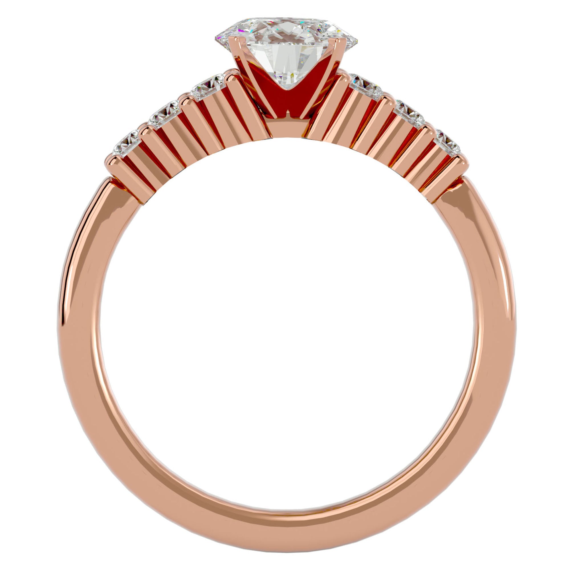 Inel de Logodnă cu Moissanite Solitaire Etern Pavé de 0.87 ct din 18k Aur Roz - Castelo.ro