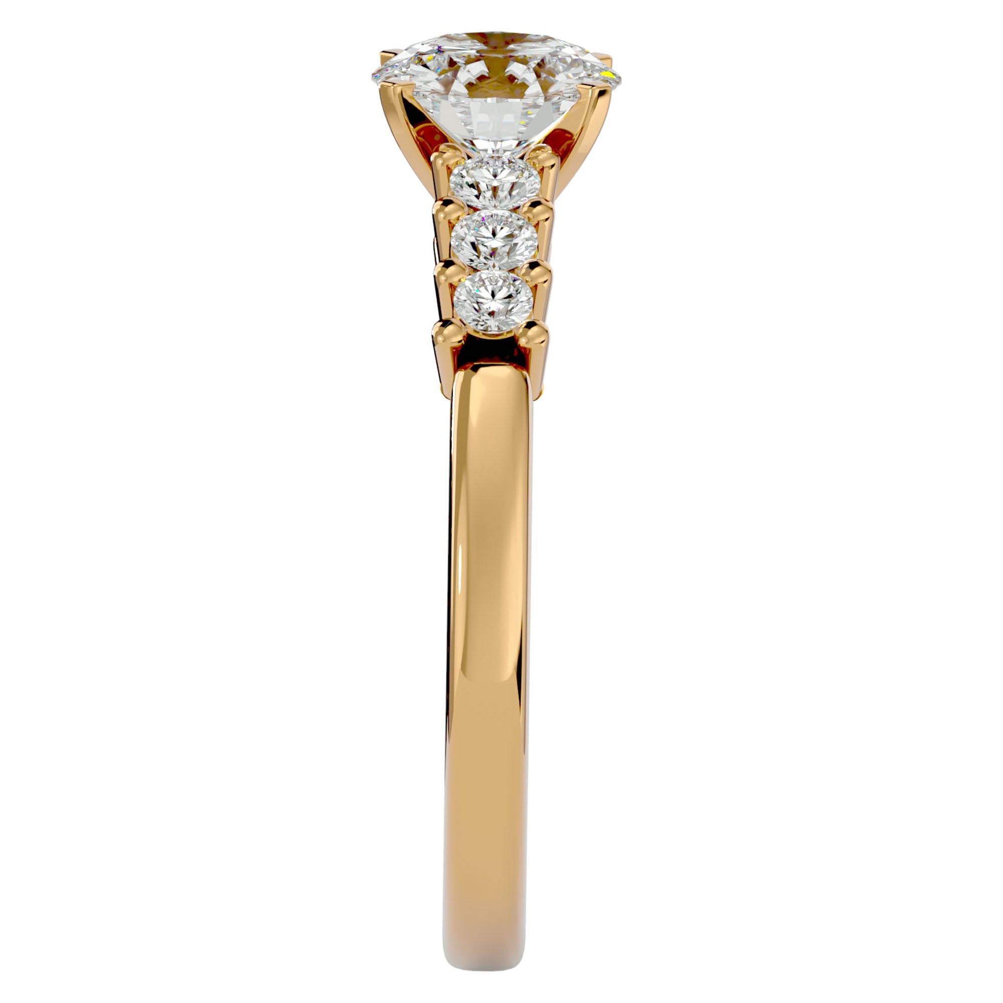 Inel de Logodnă cu Moissanite Solitaire Etern Pavé de 0.87 ct din 18k Aur Galben - Castelo.ro