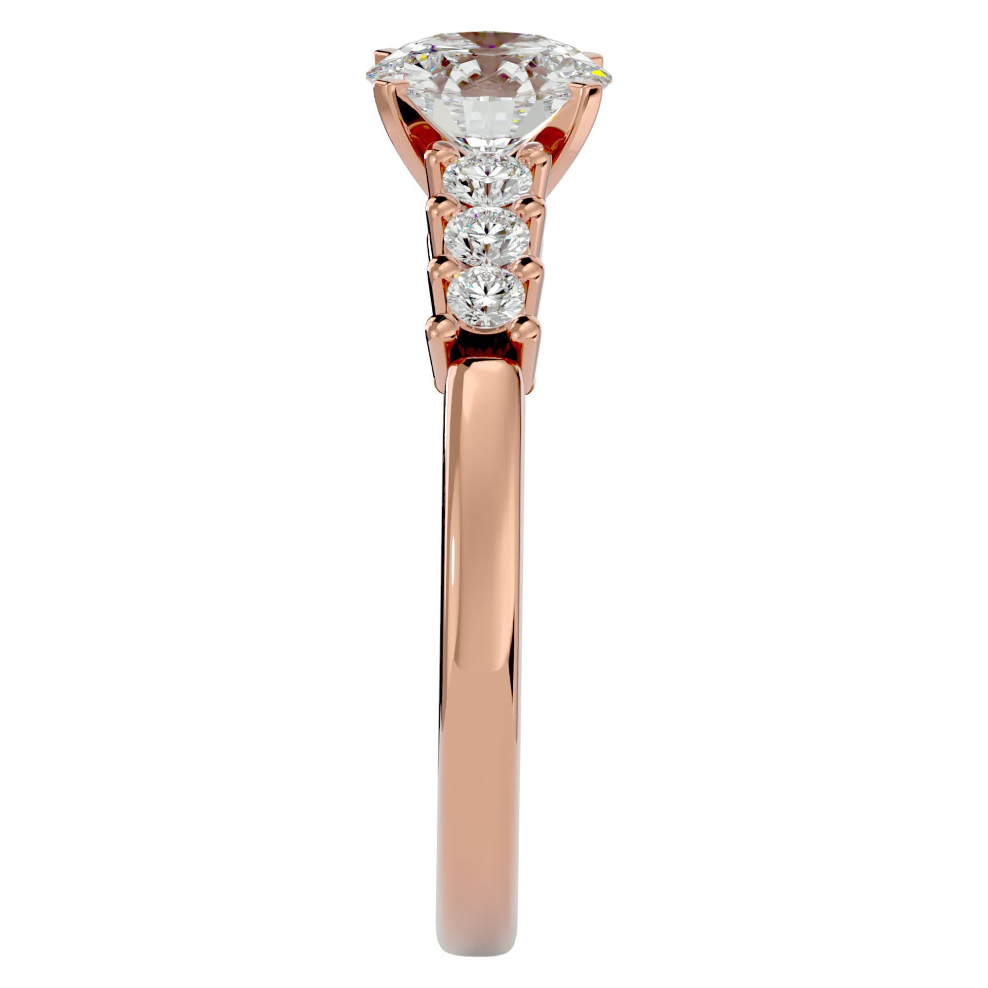 Inel de Logodnă cu Moissanite Solitaire Etern Pavé de 0.87 ct din 18k Aur Roz - Castelo.ro