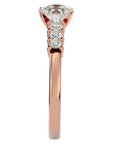 Inel de Logodnă cu Moissanite Solitaire Etern Pavé de 0.87 ct din 18k Aur Roz - Castelo.ro
