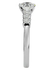 Inel de Logodnă cu Moissanite Solitaire Etern Pavé de 0.87 ct din Platina - Castelo.ro