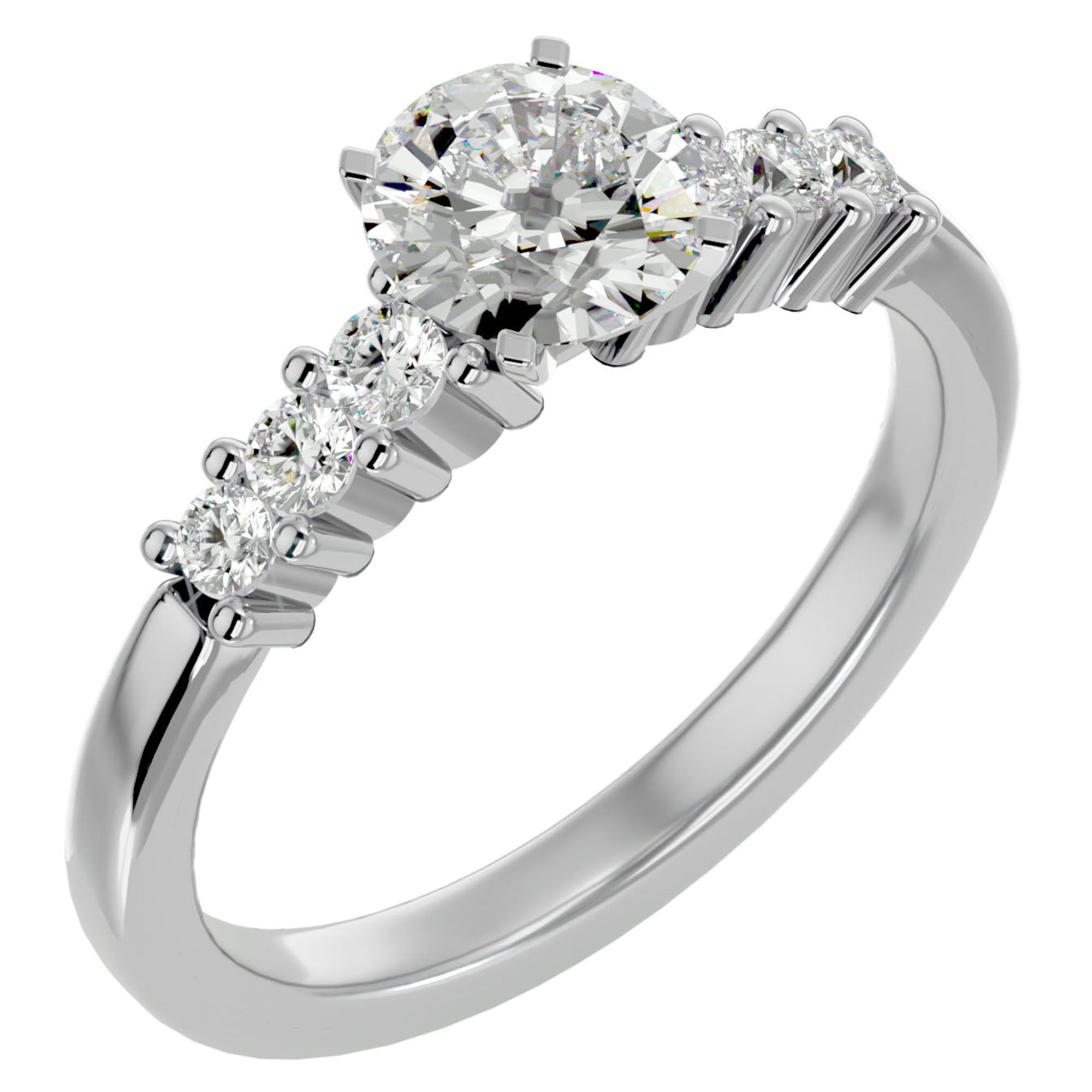 Inel de Logodnă cu Moissanite Solitaire Etern Pavé de 0.87 ct din Platina - Castelo.ro