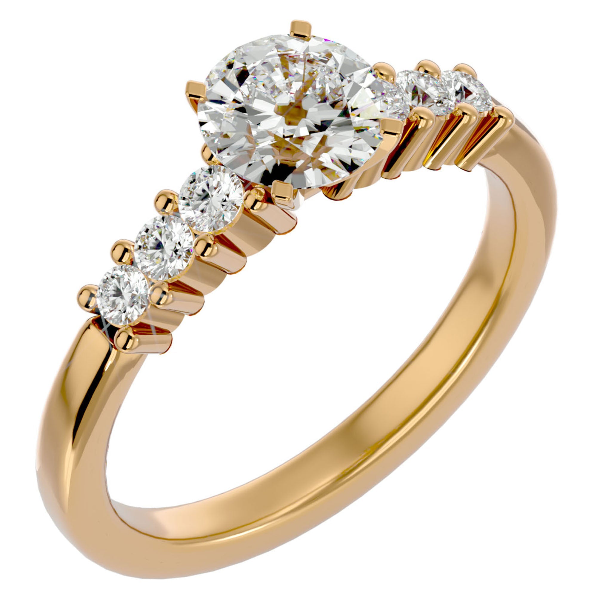 Inel de Logodnă cu Moissanite Solitaire Etern Pavé de 0.87 ct din 18k Aur Galben - Castelo.ro