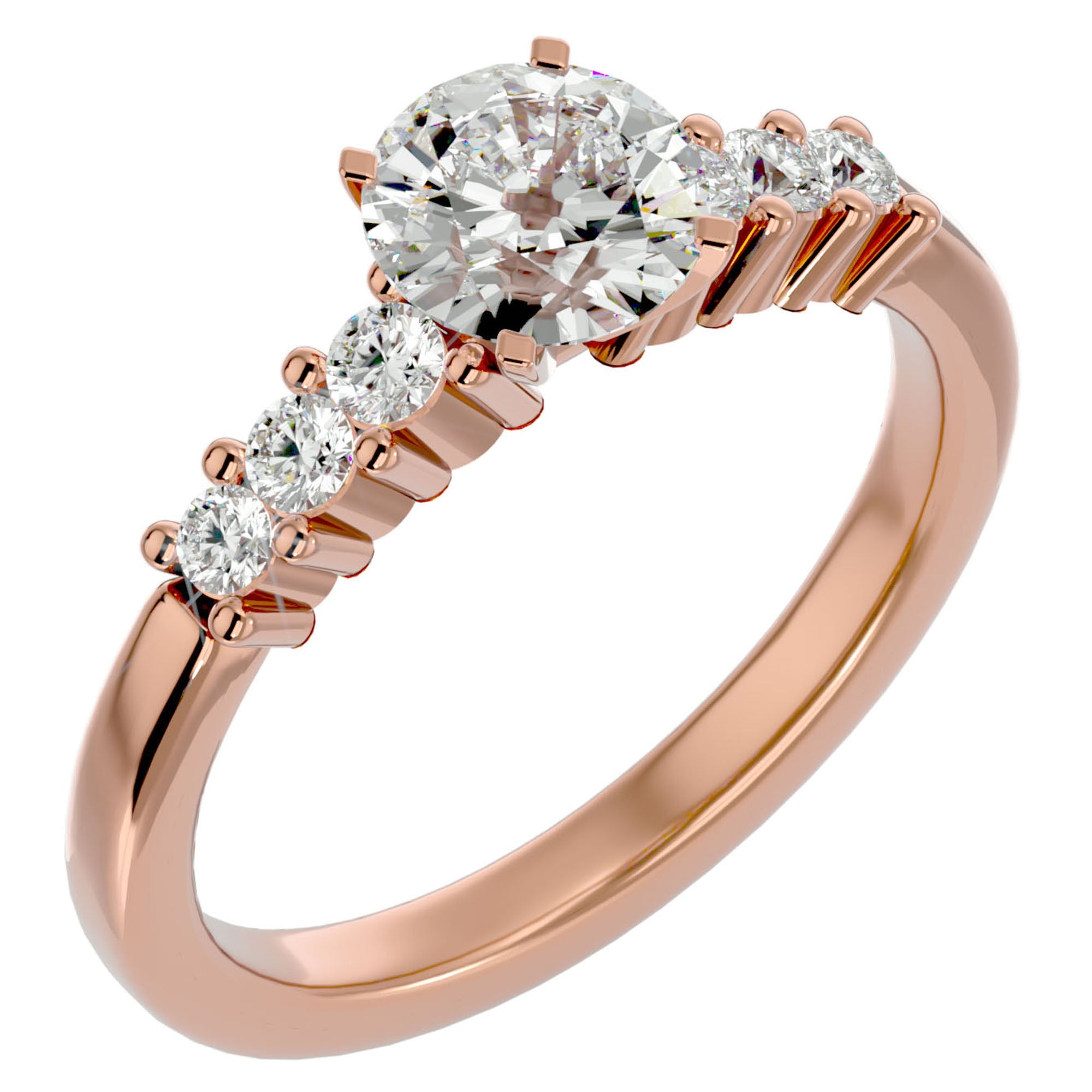 Inel de Logodnă cu Moissanite Solitaire Etern Pavé de 0.87 ct din 18k Aur Roz - Castelo.ro