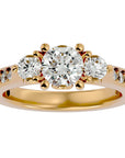 Inel de Logodnă din Aur 14k cu Trei Moissanite Etern Pavé de 2.01 ct din 14k Aur Galben - Castelo.ro