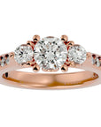 Inel de Logodnă cu Trei Diamante Naturale Etern Pavé de 2.01 ct din 18k Aur Roz - Castelo.ro
