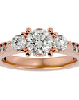 Inel de Logodnă cu Trei Diamante Naturale Etern Pavé de 2.01 ct din 18k Aur Roz - Castelo.ro