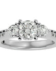Inel de Logodnă din Aur 14k cu Trei Diamante Naturale Etern Pavé de 2.01 ct din 14k Aur Alb - Castelo.ro