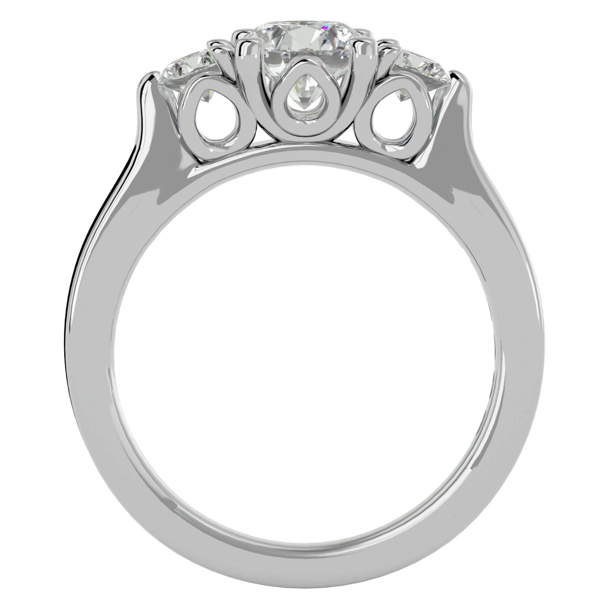 Inel de Logodnă din Aur 14k cu Trei Diamante Naturale Etern Pavé de 2.01 ct din 14k Aur Alb - Castelo.ro