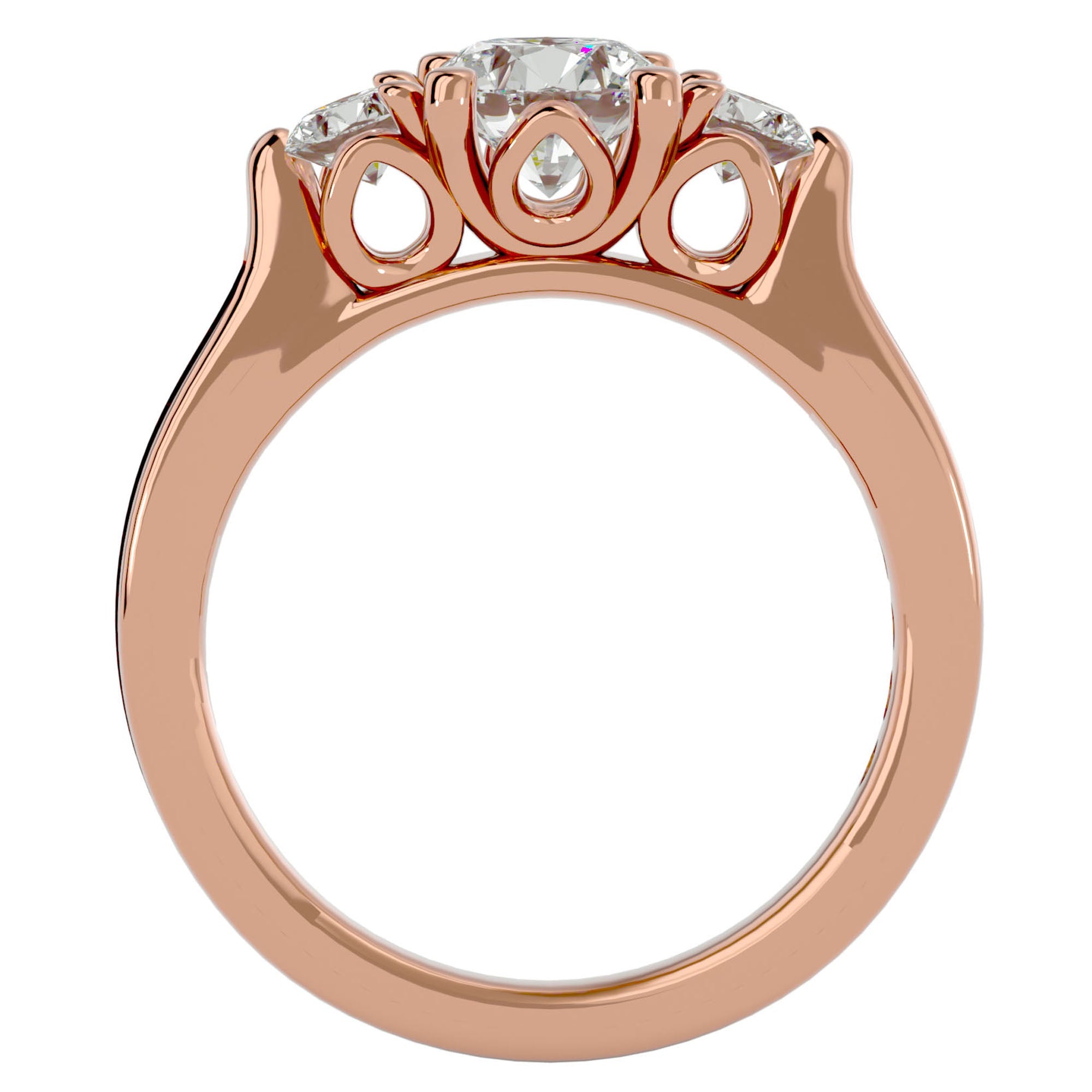 Inel de Logodnă din Aur 14k cu Trei Moissanite Etern Pavé de 2.01 ct din 14k Aur Roz - Castelo.ro