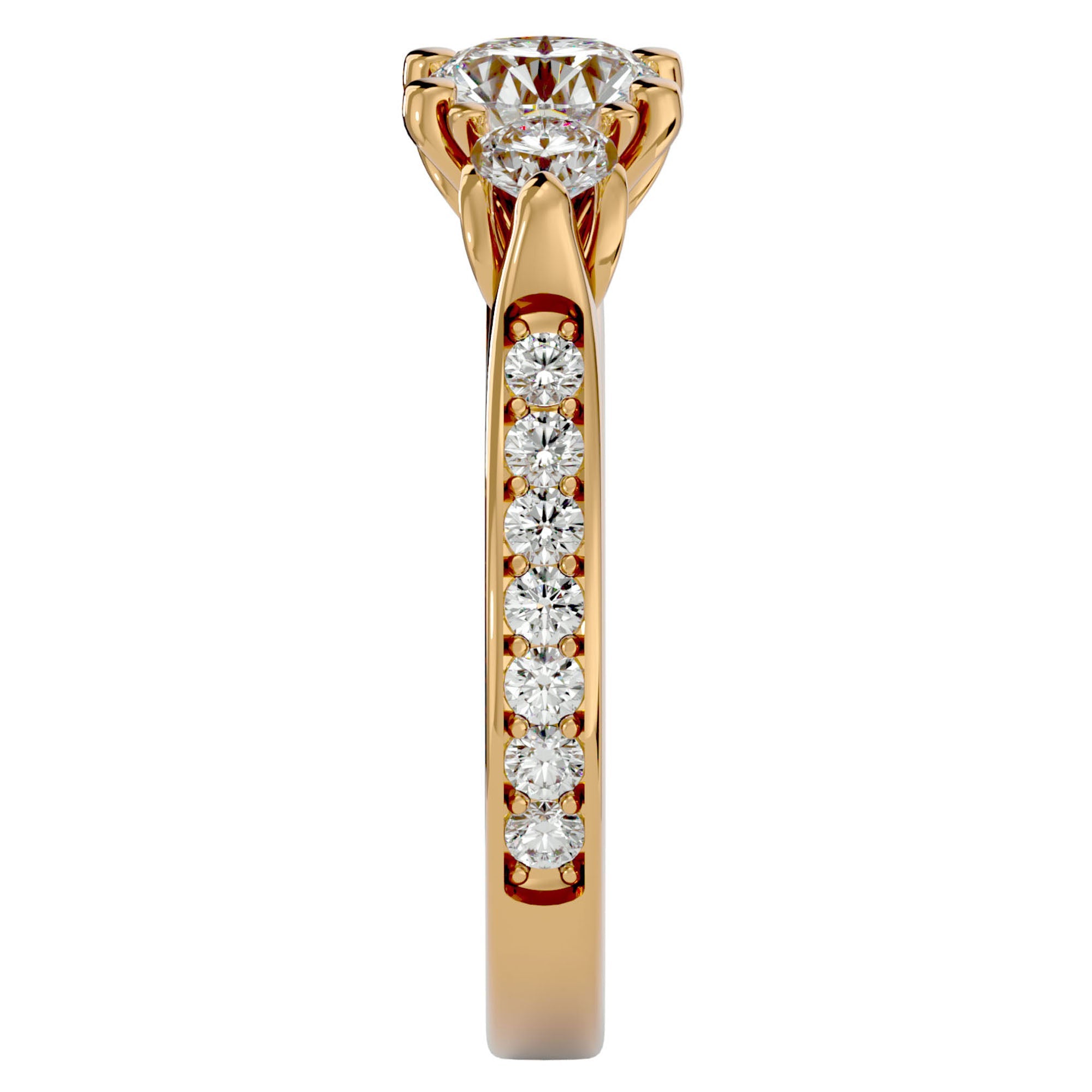 Inel de Logodnă din Aur 14k cu Trei Diamante Naturale Etern Pavé de 2.01 ct din 14k Aur Galben - Castelo.ro