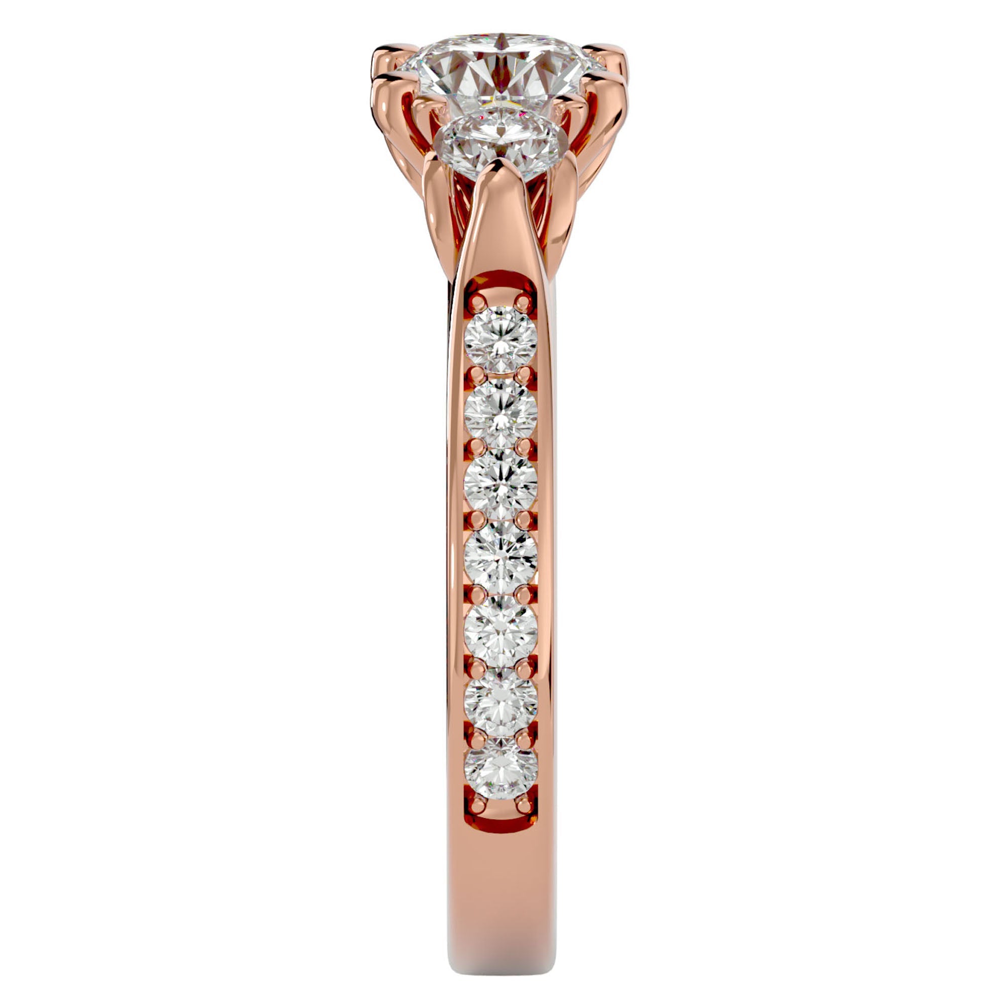 Inel de Logodnă din Aur 14k cu Trei Diamante Naturale Etern Pavé de 2.01 ct din 14k Aur Roz - Castelo.ro