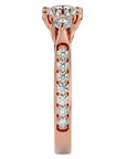 Inel de Logodnă din Aur 14k cu Trei Moissanite Etern Pavé de 2.01 ct din 14k Aur Roz - Castelo.ro