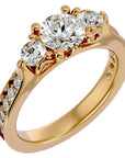 Inel de Logodnă din Aur 14k cu Trei Diamante Naturale Etern Pavé de 2.01 ct din 14k Aur Galben - Castelo.ro